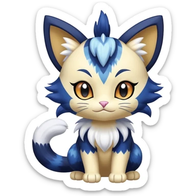Shiny Cute Adorable Meowth-Litten-Meowstic-Hybrid-Creature with pattern-markings sticker