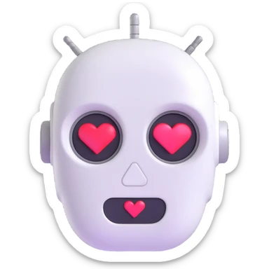 a happy robot face with heart eyes sticker
