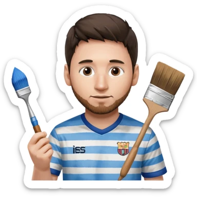 create an emoji of Lionel Messi in an Argentina shirt holding a paintbrush sticker