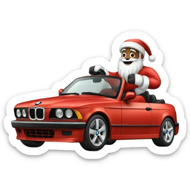 Santa clause driving bmw car  sticker