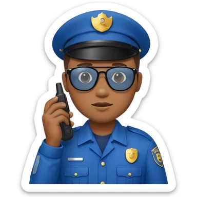 school security, blue cloth, sun glasses, holding walkie-talkie sticker