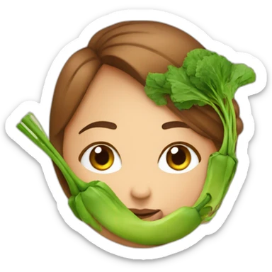 Une femme vegan qui mange des légmes sticker
