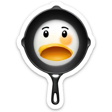 egg holding a frying pan sticker