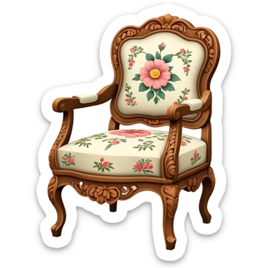 Vintage chair with flower design sticker