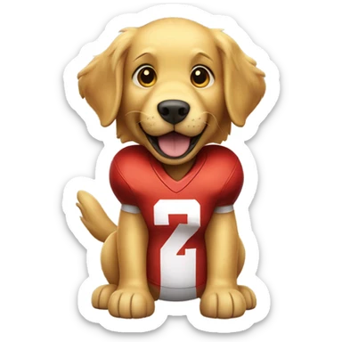 Golden retriever cheering at football sticker