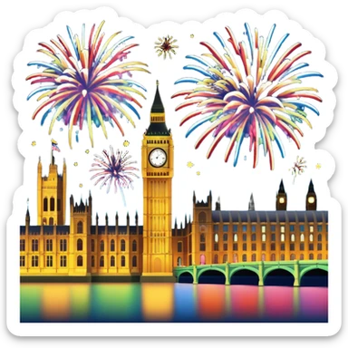 Fireworks over Big Ben and Houses of Parliament London  sticker