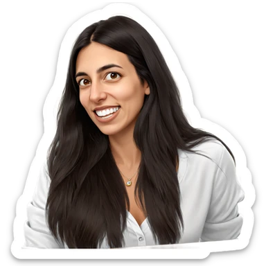 smiling girl in white shirt sticker