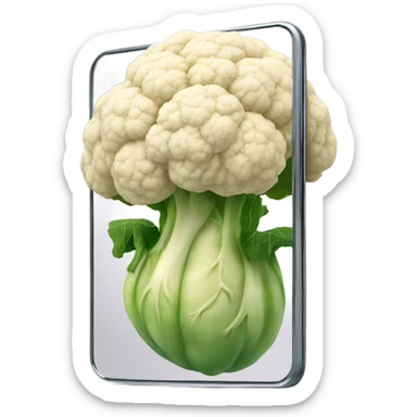 cauliflower looks into the mirror with big eyes sticker