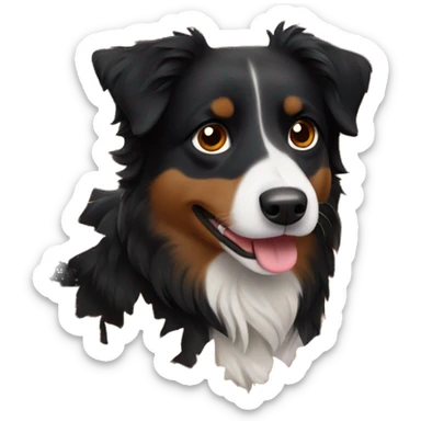 Small black australian shepherd dog in autumn leaves sticker