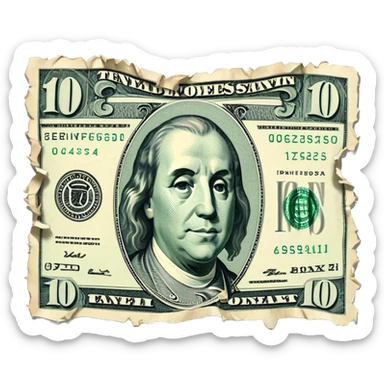 Ripped money bill sticker