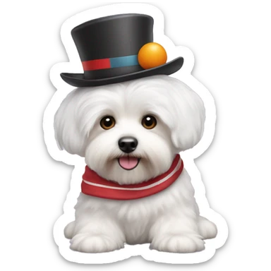 bichon havanese wearing a basaball hat sticker