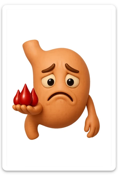 emoji stile iphone 3d di stomaco triste con 3 gocce di sangue 3d in mano, iperrealistiche 4k sticker