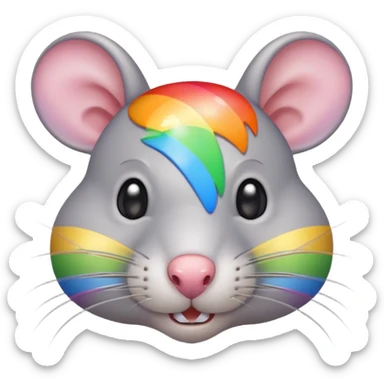 La cabeza de una rata gris claro con los bigotes de arcoíris  sticker