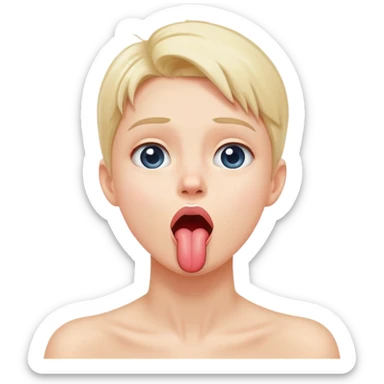 person with hand on neck, sticking tongue out, looking up sticker