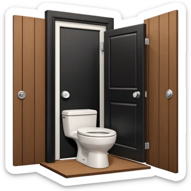 toilet front of a short door  sticker