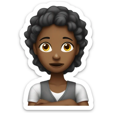 Black girl stressed about school  sticker