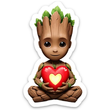 baby-groot with a hearth sticker