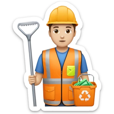 Waste Management, safety vest, trash picker sticker