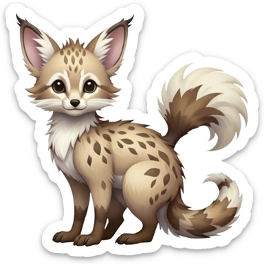 Feral Rare Fantasy pastel Vernid-Trico-species by LiLaiRa, random markings, tufted tail, tufted ears, full body sticker