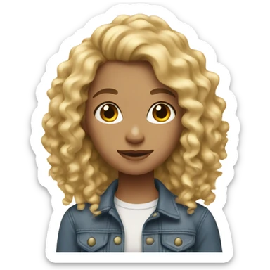 Teen girl with blonde curly hair  sticker