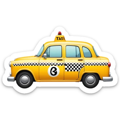 yellow taxi cab with checker pattern on the side sticker