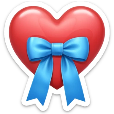 heart with blue ribbon bow sticker