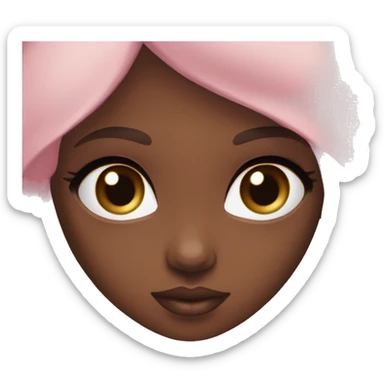 deep brown doll eyes, long straight brown hair, feminine, pink, girl, angelic sticker