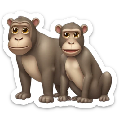 monkeys and hippopotamus sticker