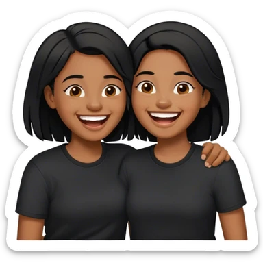 Brown skin colored twins with black hair and black shirts having fun with eachother sticker