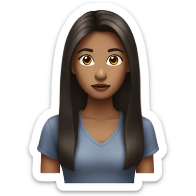 girl with brown eyes with long dark brown 90s hairstyle sticker