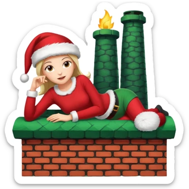 Cristmas Female lie down on a chimney sticker