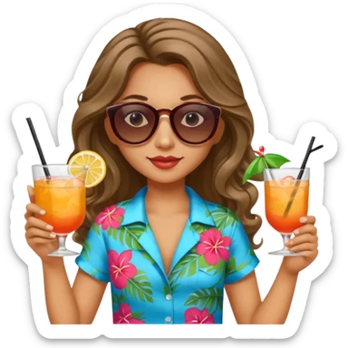 chill girl long curling hair in drink holders with sunglasses sticker