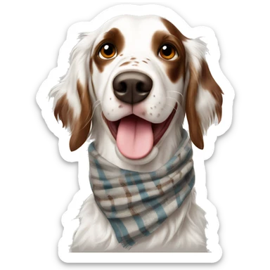 Happy White and Brown english setter with scarf  sticker