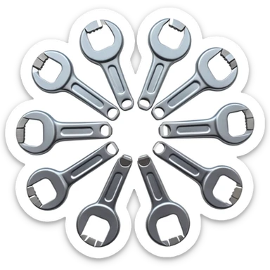 multiple spanners linking into a circle sticker