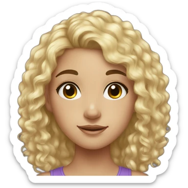 Teenager girl, black curly hair, black eyes,freckles  sticker