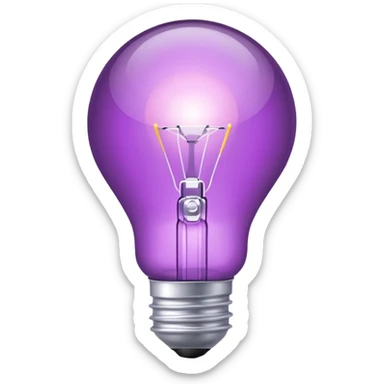 Create a glowing light bulb icon in shades of purple. Convey ideas and innovation. Keep it simple and clear. sticker