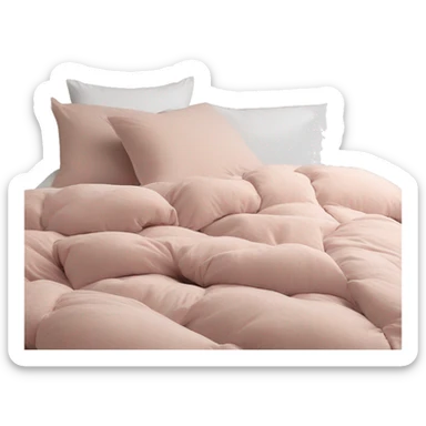 Dusty pink comforter and white pillows on bed sticker