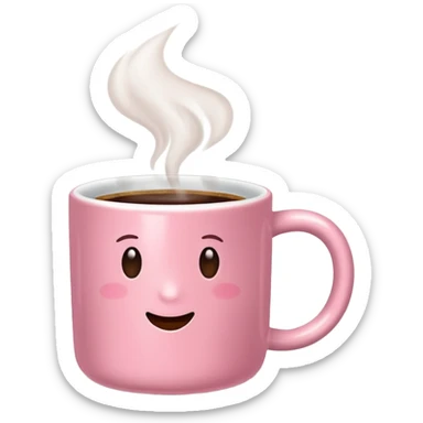 plain pink mug of steaming coffee sticker
