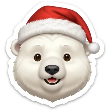 polar bear with christmas hat on sticker