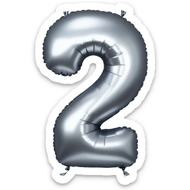 Silver balloon in shape of number 2 sticker