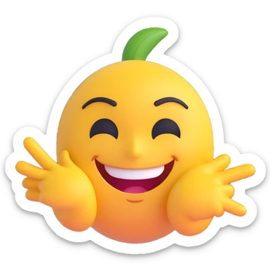 A smug-looking emoji with a wide, crooked grin and half-closed eyes, giving a cocky vibe, whilst mewing with his white hand pointing at his sharp jawline, showcasing a "sigma" look. sticker