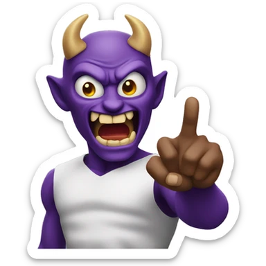 a purple demon says shut up with his hand sticker
