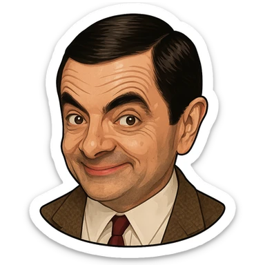 realistic icon of Mr. Bean's face, color, simplified for icon use sticker