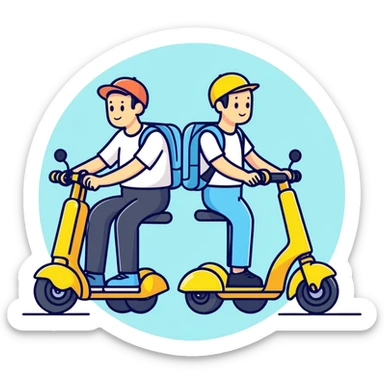 2 men on mobility scooters with water pistols sticker