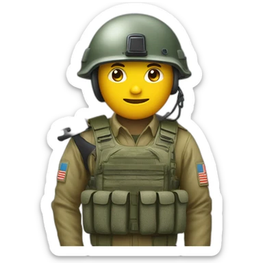 Un pousin avec un casque militaire et un couteau sticker