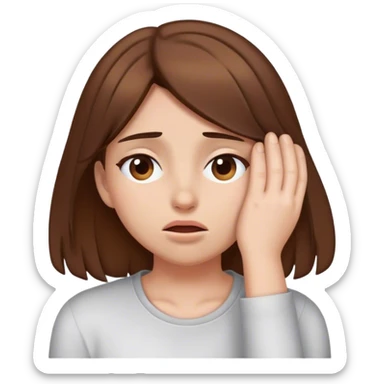 Brown hair, embarrassed, girl covering eyes sticker