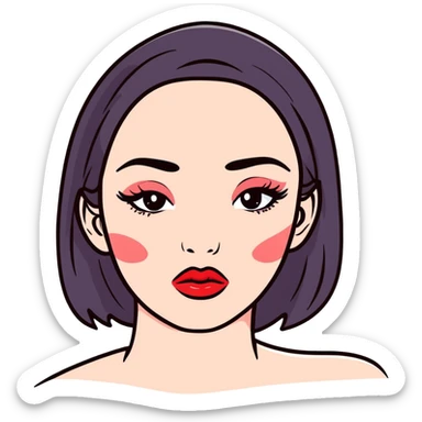 full glossy pouty baddie lips with lip liner sticker
