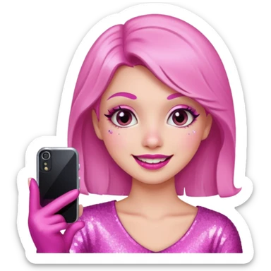 glitter pink girl naughty selfie sticker
