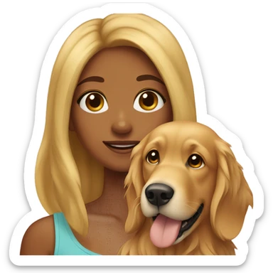 Tanned girl with golden retriever sticker