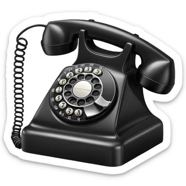 A vintage rotary corded phone with handset and spiral cord sticker